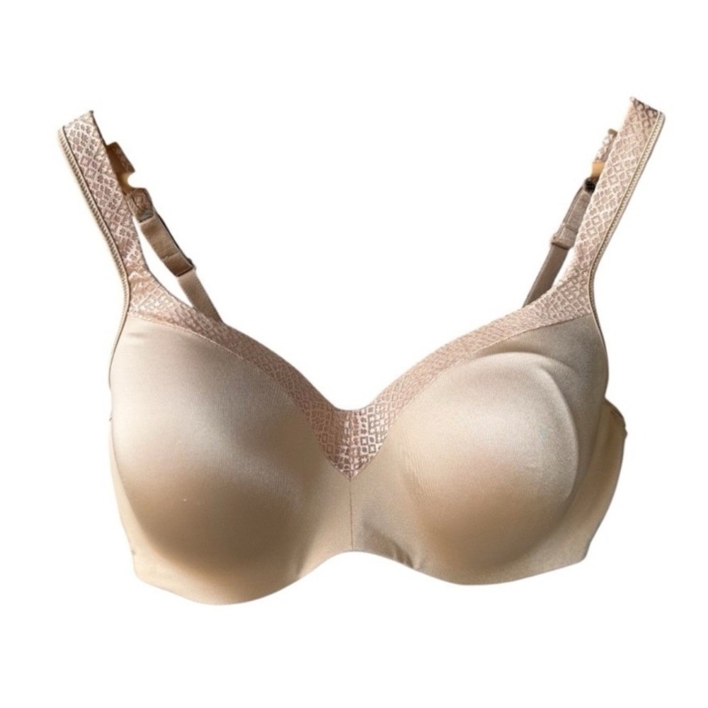 Vanity Fair Bra Tan Beige Wireless Removable Back Straps Lingerie Size 38DD
